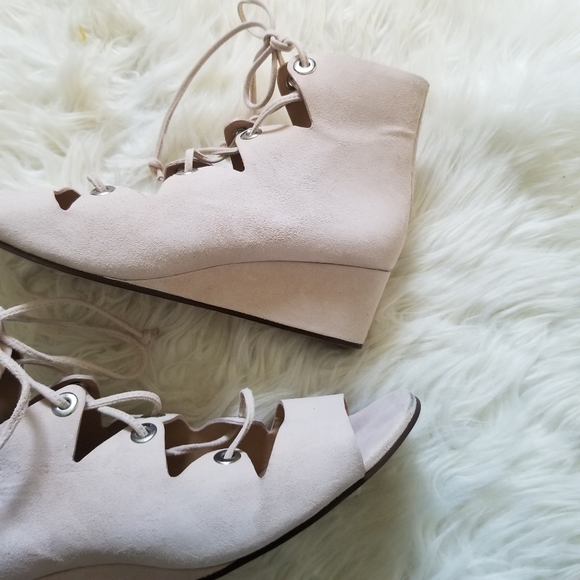 J Crew Pink Laila Lace Up Wedge Sandal 8 - Picture 6 of 10